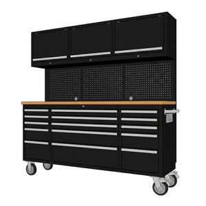Carrello Portautensili Nero Resistente, Armadio Portautensili in Acciaio per Officina, <span class=keywords><strong>Banco</strong></span> da <span class=keywords><strong>Lavoro</strong></span> Antideformazione Ignifugo con Cassetto Portaoggetti - Product Image 1