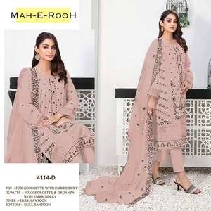 Nouvelle Collection Georgette Costume Pakistanais avec Broderie Salwar Kameez Costume pour Mariage et Fête - Product Image 5