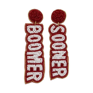 Bijoux de mode Boucles d'oreilles brodées de perles de rocaille d'Inde Boucles d'oreilles de couleur rouge et blanche faites à la main pour femmes et filles - Product Image 5