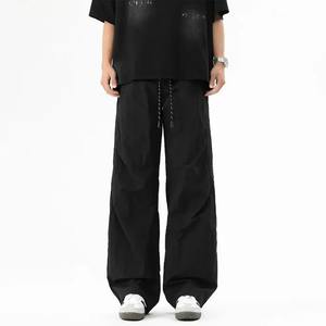 Pantalon de survêtement en toile épaisse respirante écologique 100% coton blanc gris pour hommes Automne Hiver Ample Style Hip-hop américain - Product Image 4