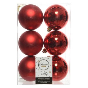 Amicasa Juego de 6 Bolas de Navidad Rojas de Plástico de 8 cm 9022052 Adornos para Árbol de Navidad - Product Image 1