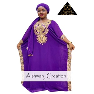 Kaftan maxi de rayón, tejido de encaje bordado en la espalda lavable y transpirable - Product Image 1