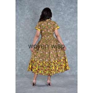 Vestido MIDI floral de verano para mujer con posición del logotipo trasero Vestido largo estampado floral con estilo tejido de cintura natural - Product Image 5