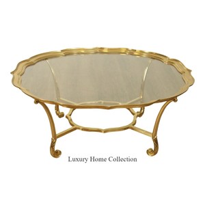 Table d'appoint fantaisie de créateur de maison de couleur dorée et grande table basse avec dessus en verre de forme ronde Table métallique au look admirable - Product Image 6