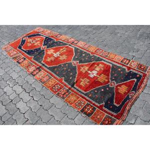 Turkish Vintage Rug 3.5x9.1 ft (108x278 cm), Herki <b>Red</b> <b>Wool</b> Rug - Product Image 2