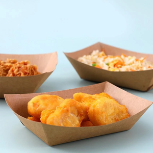 Bateaux alimentaires en papier kraft compostables Plateaux à collations jetables résistants à la graisse pour les festivals de restauration et les camions de restauration-pour les salades - Product Image 5