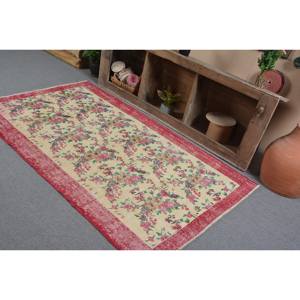 Alfombra turca Vintage, área grande, 4,1x6,7 pies, tradicional, rojo, Beige, patrón de retazos, lana, látex de 10mm para adolescentes, para habitación de pasillo - Product Image 4