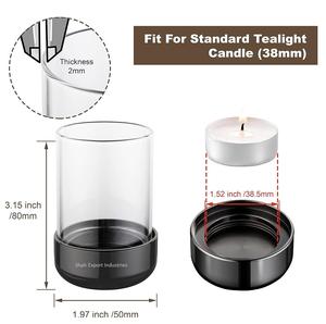 Stylish Design Metal and Clear Glass <b>Black</b> Hurricanes Tea Light <b>Candle</b> Holder for Home and Wedding Decorative - Product Image 6