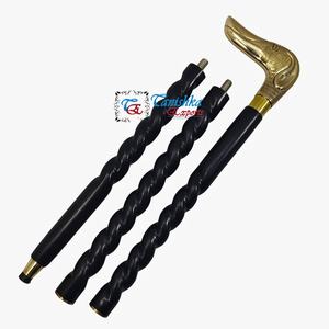 Bastón de madera negro espiral ajustable con mango de cabeza de perro pulido de latón para abuelo y abuela con precio al por mayor - Product Image 3