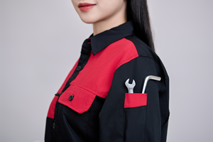 Ensemble de vêtements de travail de sécurité haute visibilité noir et rouge pour homme FMF, manches longues, confortable, respirant, durable, anti-froissement, lavable, tissu TC - Product Image 2