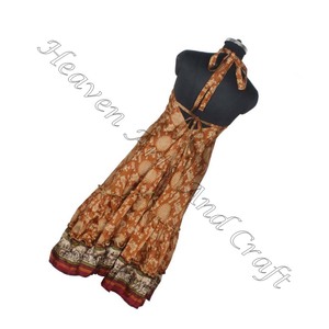 Robe bohème nouvelle robe vintage en soie et saree article à la mode et à la mode pour fille dames et femmes dames élégante robe de dîner - Product Image 4