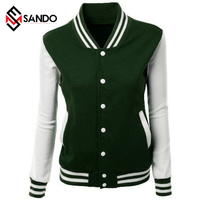 Blousons universitaires pour femmes de haute qualité OEM, avec logo personnalisé brodé, écussons brodés, rayures camouflage, rivets, coupe-vent, hiver