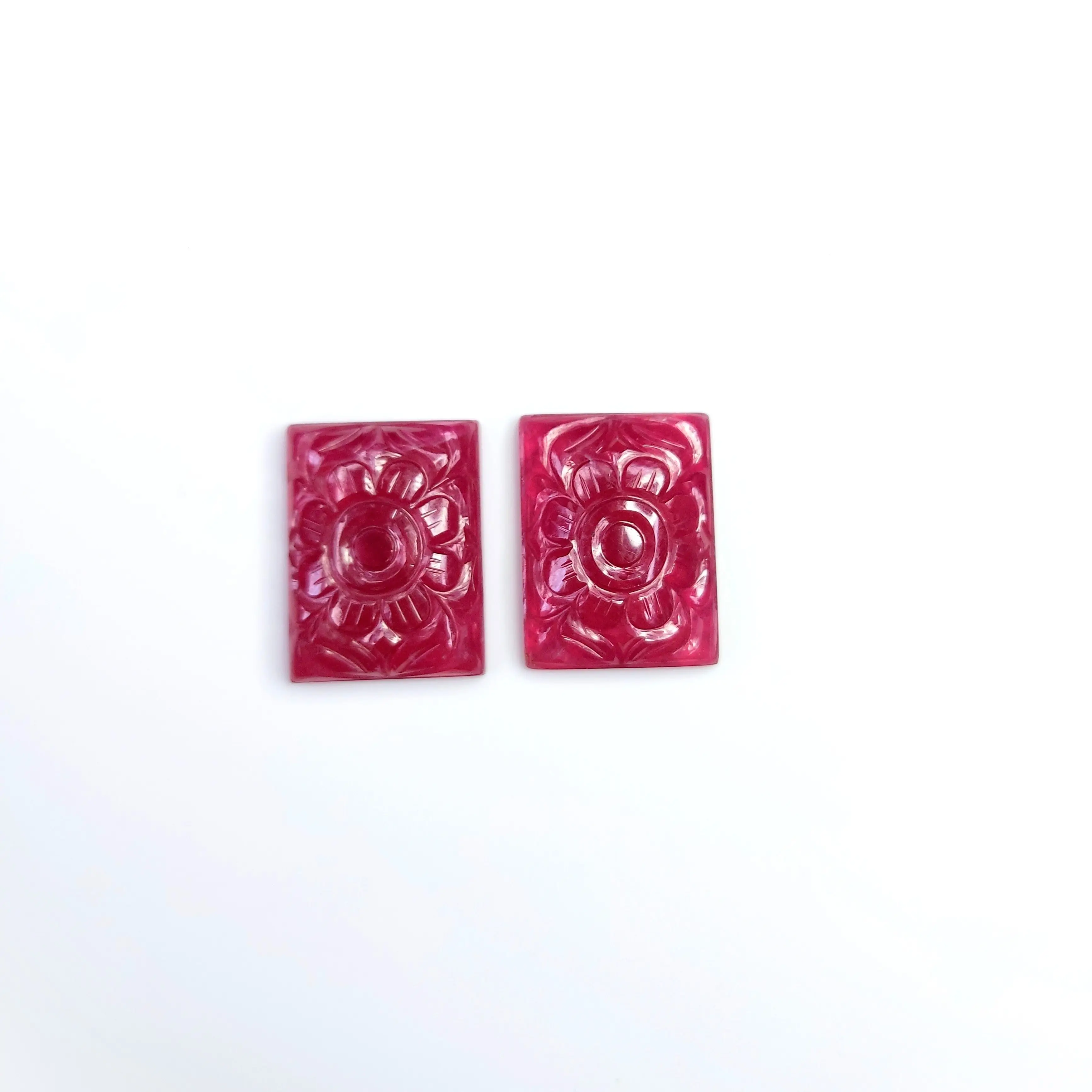 Rubino intaglio coppie di forma rettangolare 20x16mm 2 pz 58.80 carati preziosa per orecchini anelli realizzati dall'India