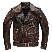 Veste de vol en cuir chaude et élégante pour homme avec style aviateur vintage et construction robuste-parfaite pour le temps froid
