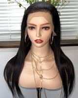 Perruque frontale sans colle en dentelle HD complète, perruque de cheveux indiens alignés avec les cuticules, perruque de cheveux humains 100 % naturels non traités en dentelle complète pour femmes noires