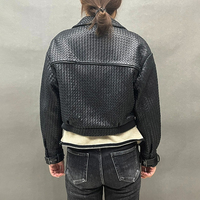 Manteau en cuir tissé personnalisé pour l'hiver, veste en cuir d'agneau véritable courte pour femmes, haute qualité