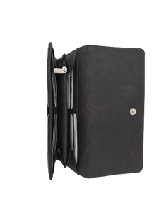 Venta caliente bohemio negro poliéster reciclado mujeres tri-fold tarjetero largo múltiples compartimentos moneda abierta cadenas de dulces - Product Image 5