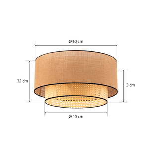 2-tier rattan ceiling lamp, Lamps made from handmade materials, home decoration <b>accessories</b>, wholesale. - Product Image 2