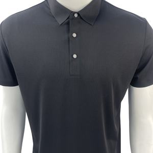 Haut de gamme personnalisé uni noir homme chemise haute élasticité dense tricot grille Jacquard Polo chemise été hauts - Product Image 5