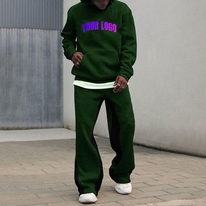 Custom Printed Acid Wash Distressed Embroidered Patch Lightweight 100% Cotton <b>Flared</b> Sweatpants Cropped Hoodie Sweatsuit Sets - Product Image 6