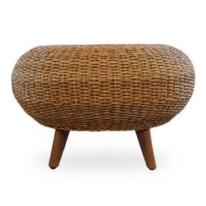 Ensemble de tabouret et table d'appoint en rotin fabriqués à la main Meubles tissés écologiques avec pieds en bois pour salon maison minimaliste - Product Image 2