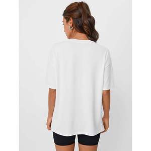 Camiseta Oversize Personalizada para Mujer con Estampado Número 80, de Algodón Holgado, Estilo Casual Urbano de Verano, Blanca Vintage, Tallas Grandes - Product Image 5