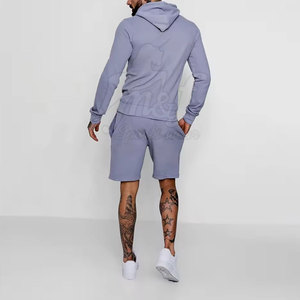 Ensemble sweat à capuche et short assortis pour hommes avec cordon de serrage et poche style sweat à capuche à manches courtes et ensemble short - Product Image 5