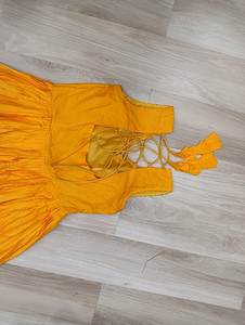 Vestido de seda elegante de diseñador indio Navratri para mujer, vestido largo con espejo, borde de encaje, ropa de fiesta de estilo pakistaní indio - Product Image 6