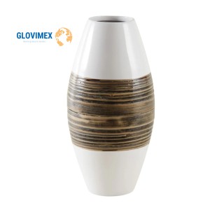 Vase à cylindre au design moderne bocaux à bougies en bambou filé en jonc de mer Plaques de décoration de table avec glaçure mate à bon prix - Product Image 1