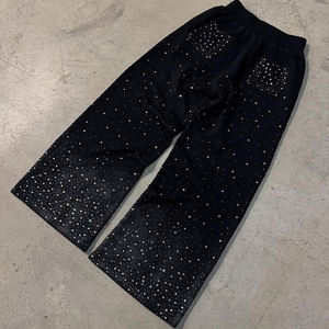 Pantalon personnalisé pour hommes Pantalon de survêtement avec décoloration au soleil Pantalon de survêtement Sérigraphie Vintage Lavage à l'acide Pantalon de survêtement évasé en strass pour hommes - Product Image 3