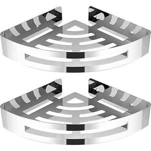 Étagère de salle de bain murale à double support en métal durable Design élégant pour organiser les savons et les bouteilles de douche dans le salon - Product Image 1