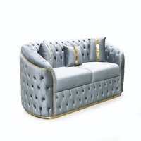 Hot Selling Modernes Wohnzimmer Sofa Set Edelstahl Knopf Tufting Villa Home Office Sofas Hotel Wohnzimmer Möbel