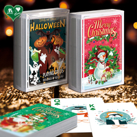 Cartes à Jouer en Plastique Transparentes Colorées Spéciales Noël avec Revêtement Unique 58x88mm 54 Cartes Emballées sous Film Rétractable