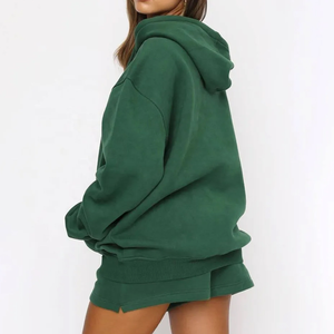 Conjunto de Sudadera con Capucha y Pantalones Cortos para Mujer, Fabricación al por Mayor, 100% Algodón, Ligero, Transpirable, Ecológico, Logotipo Personalizado - Product Image 5