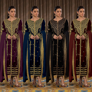 Salwar traditionnel indien Kameez broderie lourde Sequin travail Kurti haut bas et Dupatta fête porter regarder en gros - Product Image 3