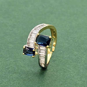 Anillo ajustable CZ de diseñador de lujo, anillos de moda chapados en 2 tonos de alta calidad - Product Image 2