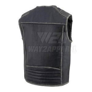 Gilet en cuir moto hommes mode personnaliser en gros moto cuir gilet bon matériel sans manches - Product Image 6