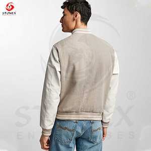 Logotipo personalizado de béisbol suelta Casual Varsity Sport Jersey chaqueta negro blanco chaqueta de béisbol para los hombres - Product Image 6