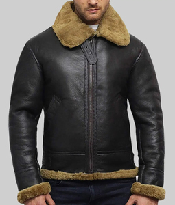 Vestes en cuir véritable - Design personnalisé B3 Bomber Aviateur RAF, veste d'hiver pour pilote, finition denim, décontractée, formelle, pour hommes - Product Image 3