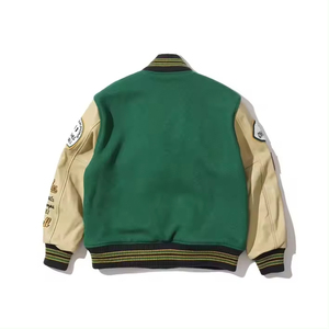 Chaqueta universitaria de cuerpo de lana de alta calidad personalizada brazos de cuero genuino mejor diseño para estudiantes universitarios bordado PayPal - Product Image 2