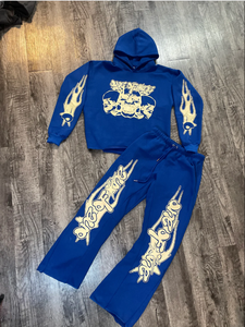 Survêtements d'usine brodés Oem pour hommes 2 pièces Logo personnalisé grande taille Ensembles de sport pour hommes en polyester coton boxy uni surdimensionnés - Product Image 3