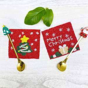 MS HANDICRAFT Handmade Beaded <b>Coasters</b>-Classic Square <b>Drink</b> <b>Coasters</b> Polyester Backing (4x4 Inch) for Church Religious Gifts - Product Image 1