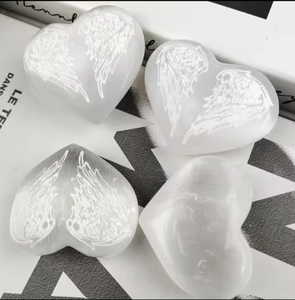 Wholesale Selenite Engraved Palmstone Tumbled Crystal Heart Shape <b>Stone</b> Crafts Home Decoration Healing Reiki - Product Image 4