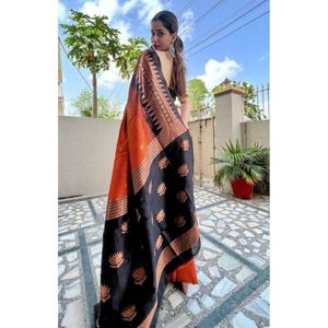 Cotton Slub SILK Saree <b>Party</b> Wear Indian Wedding Latest Designer Cotton Silk Saree with Blouse Woman Wear - Product Image 6