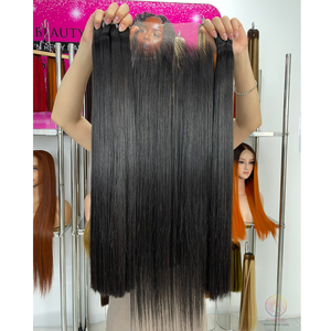 Vente en gros de mèches Remy naturelles noires lisses Vietnam cheveux humains avec lace closure - Product Image 2