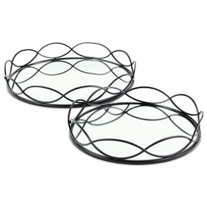 ชุดถาดเสิร์ฟโลหะชุบสังกะสีแนวชนบทมีสามขนาดพร้อมพื้นผิวที่สมบูรณ์แบบสำหรับการแสดงผลไม้และของขบเคี้ยว - Product Image 5