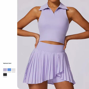 Uniforme de tennis pour femme Ensemble deux pièces comprenant jupe et haut Tissu respirant pour la pratique du match et l'entraînement quotidien - Product Image 6