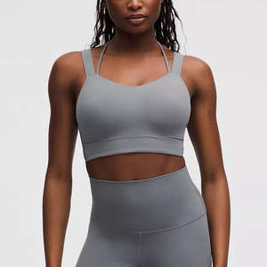 2025 personnalisé léger femmes soutien-gorge de sport couleur unie dos croisé Fitness Gym soutien-gorge grande taille dos nu vêtements de sport sans couture avant - Product Image 1
