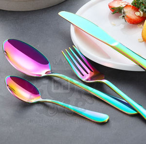 Ensemble de couverts en métal écologique de luxe moderne pour mariage, 4 pièces, finition mate en acier inoxydable pour les voyages, le service à l'hôtel - Product Image 5