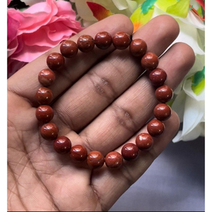<b>Red</b> Jasper <b>Bracelet</b>: Round Gemstone Beads, Stretch <b>Bracelet</b> Unisex Classic Style Certified Anniversary Gift - Product Image 3